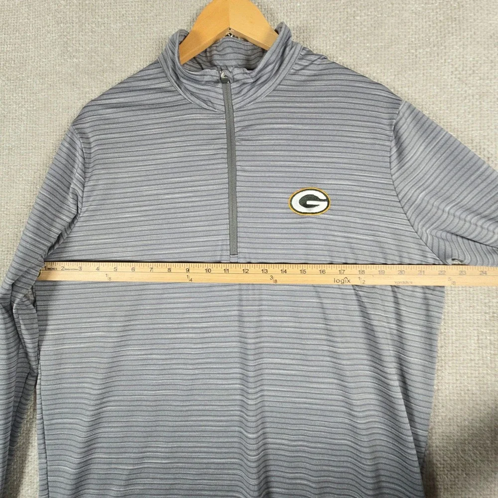 Antigua Green Bay Packers Mens Large Grey Striped Quarter Zip‎ Pullover NFL